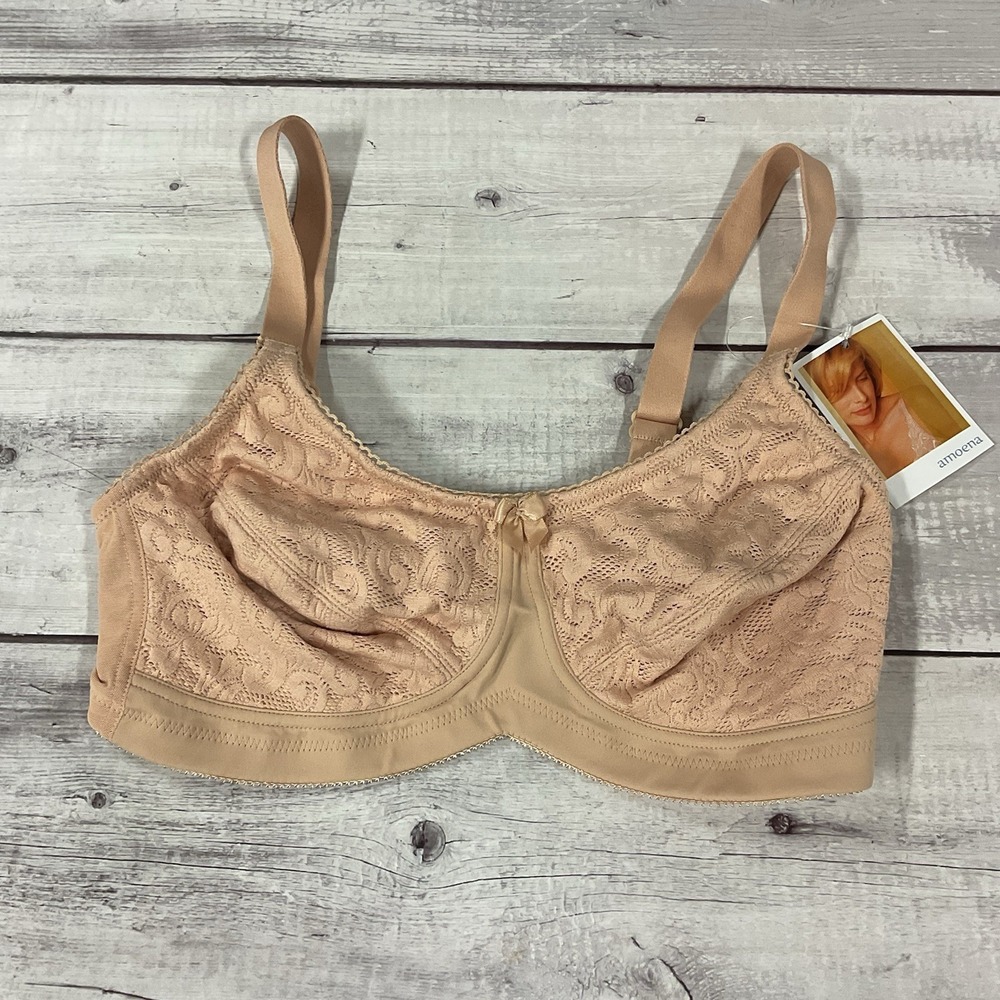 Amoena Mastectomy Bra Womens 34D Nude Beige Kenna 2008 Wireless Soft Cup NEW